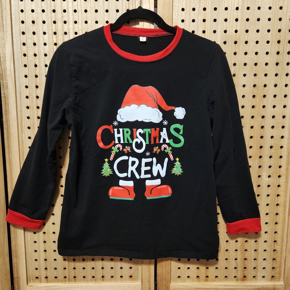 Red & Black Christmas Printed Top Unisex Kids Size 12T Sleepwear Holiday Cheer